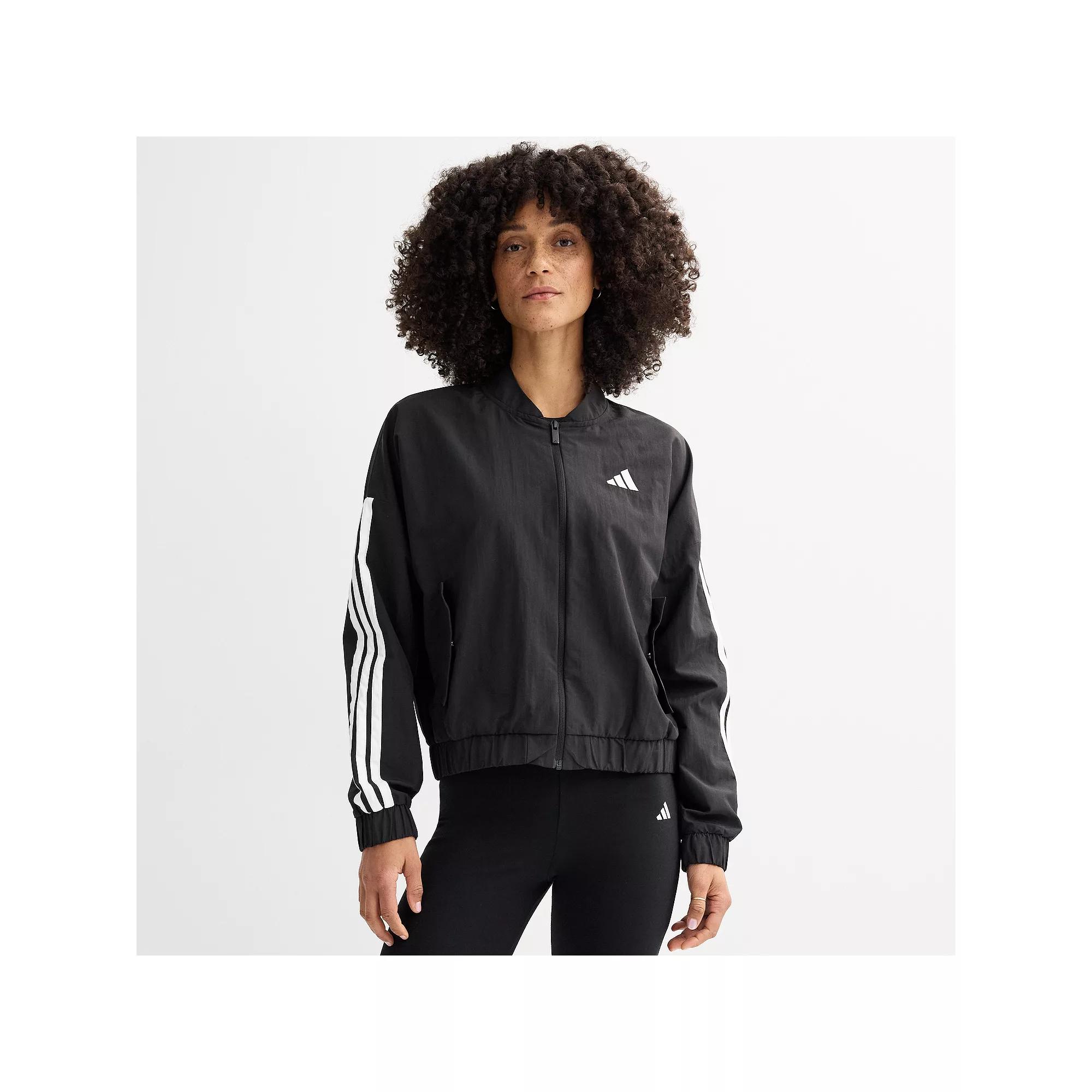 Women's adidas Essentials 3-Stripes Woven Bomber Sportswear Jacket,  Product Image