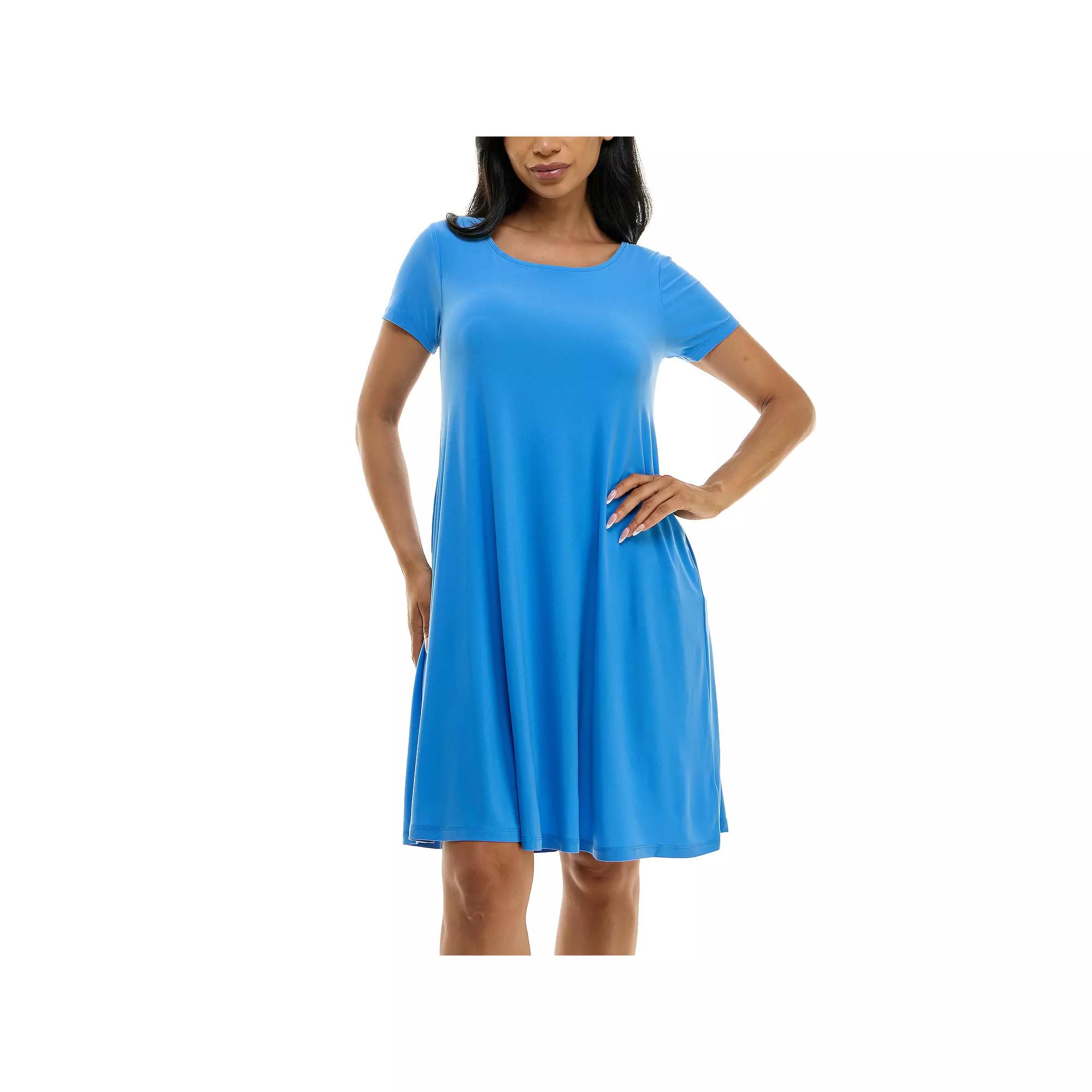 Women's Nina Leonard Lace-Up Back Swing Dress, Size: XL, Lapis Product Image