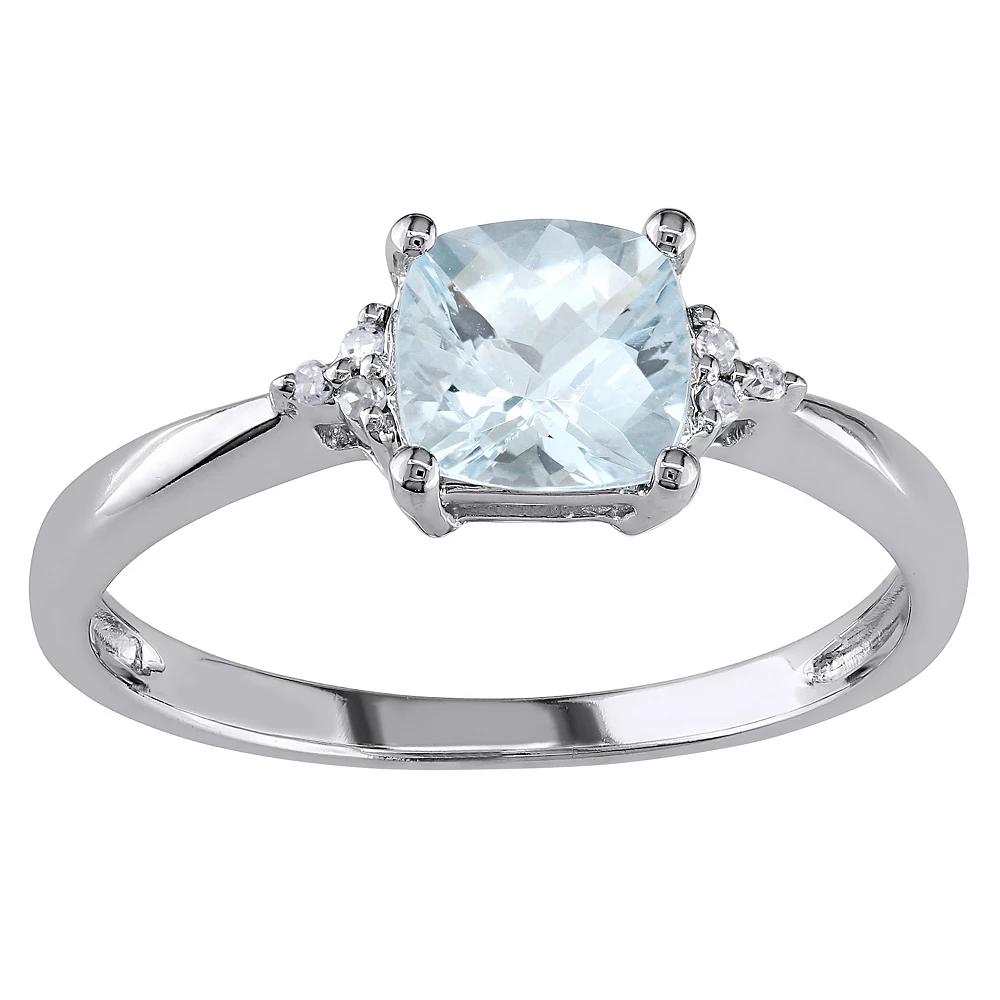 Stella Grace 10k White Gold Aquamarine & Diamond Accent Solitaire Ring, Women's, Size: 9.50 Product Image