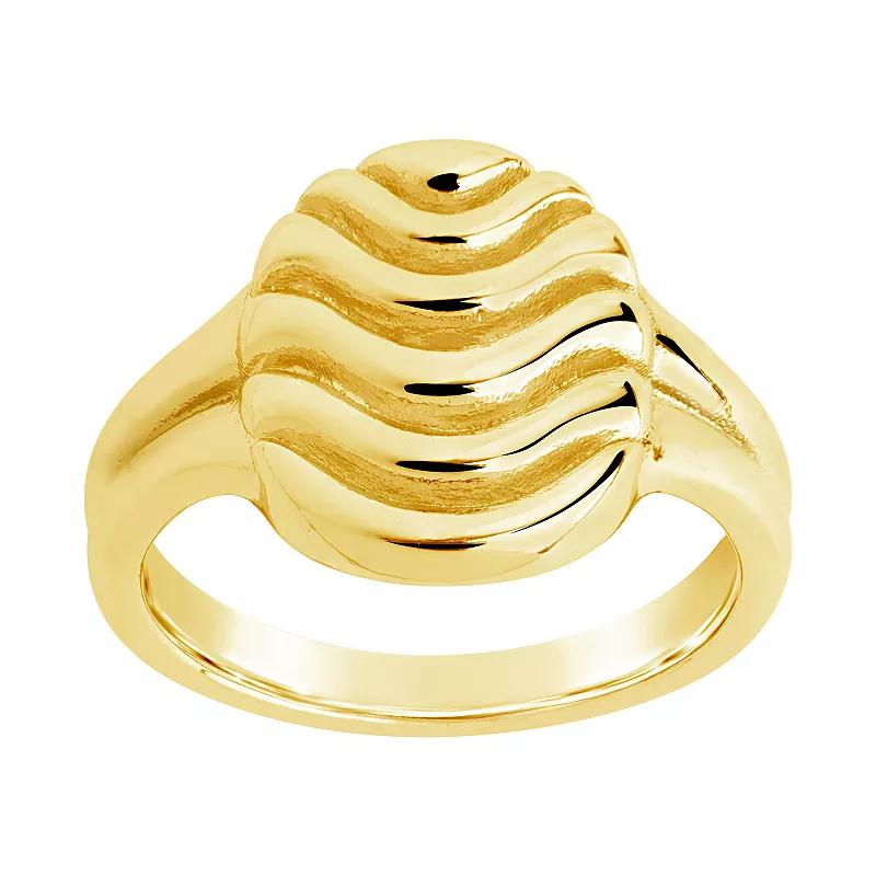 MC Collective Wavy Signet Ring, Women's, Size: 7, Gold Tone Product Image