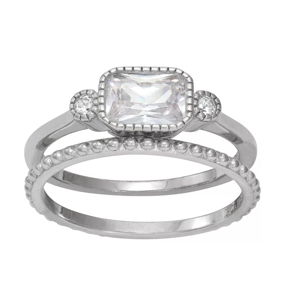 Contessa Di Capri Cubic Zirconia Ring Set, Women's, Size: 9, Sterling Silver Product Image