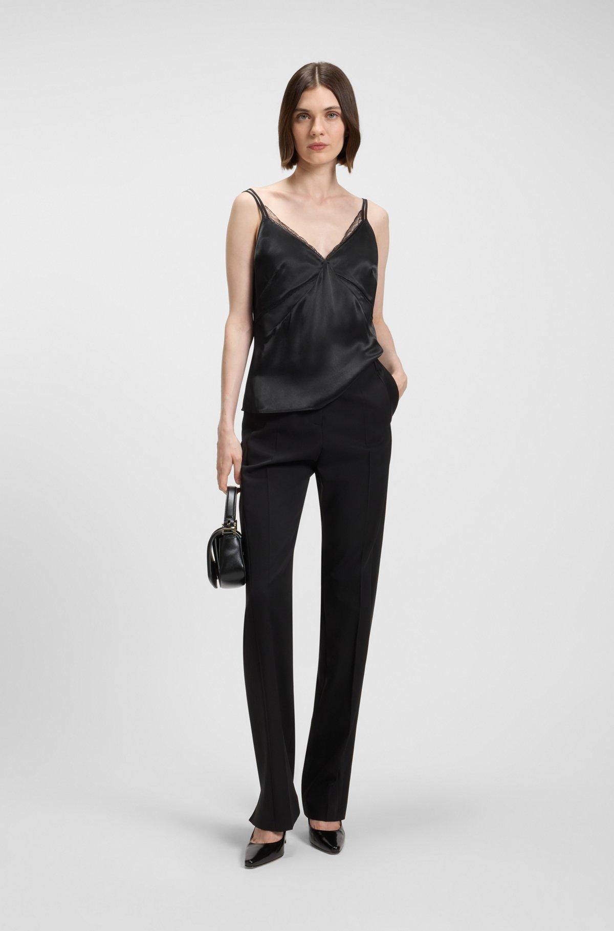 Satin camisole top with lace trims Product Image