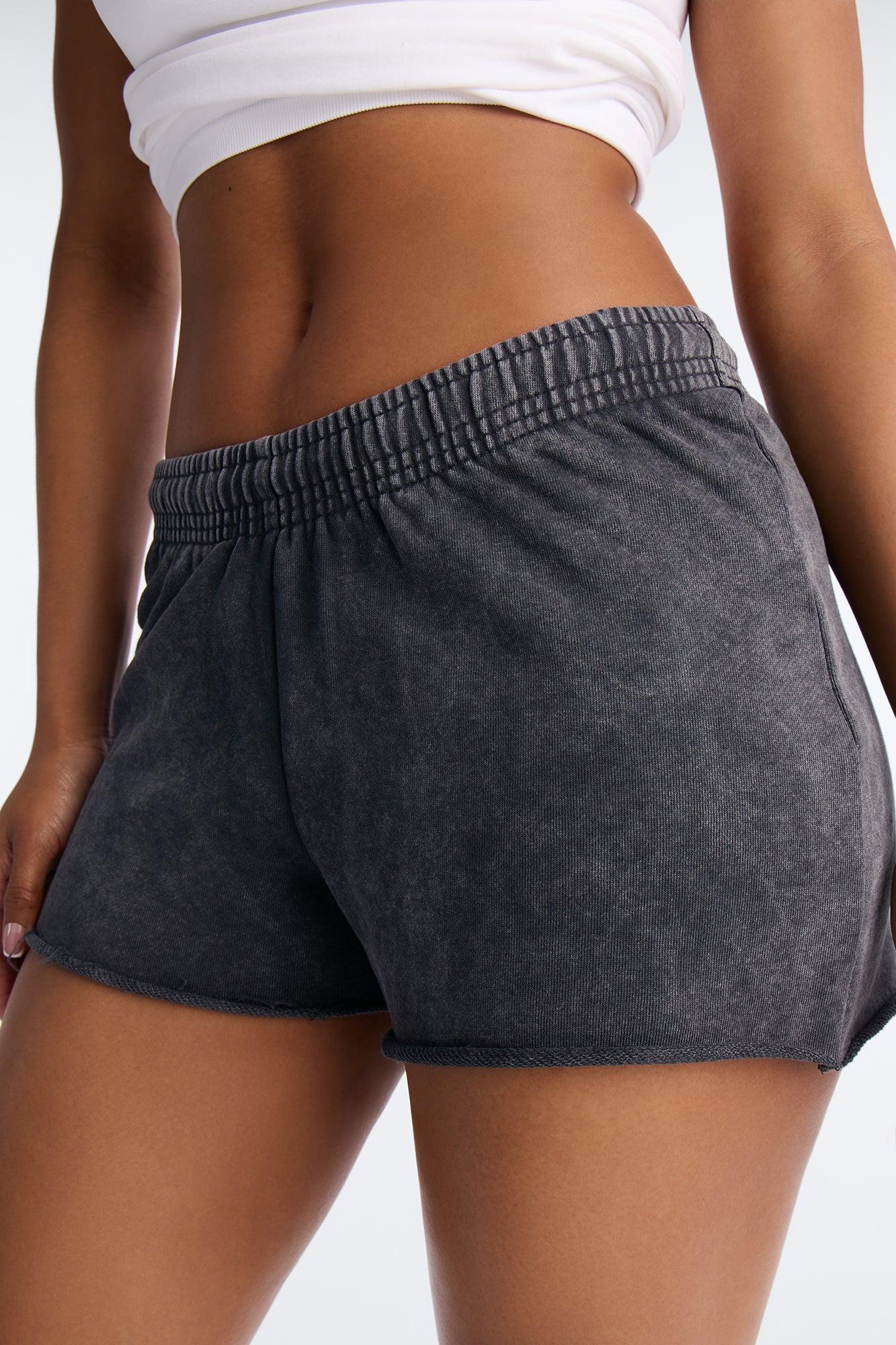 Maya Washed Micro Sweatshorts - Charcoal Female Product Image
