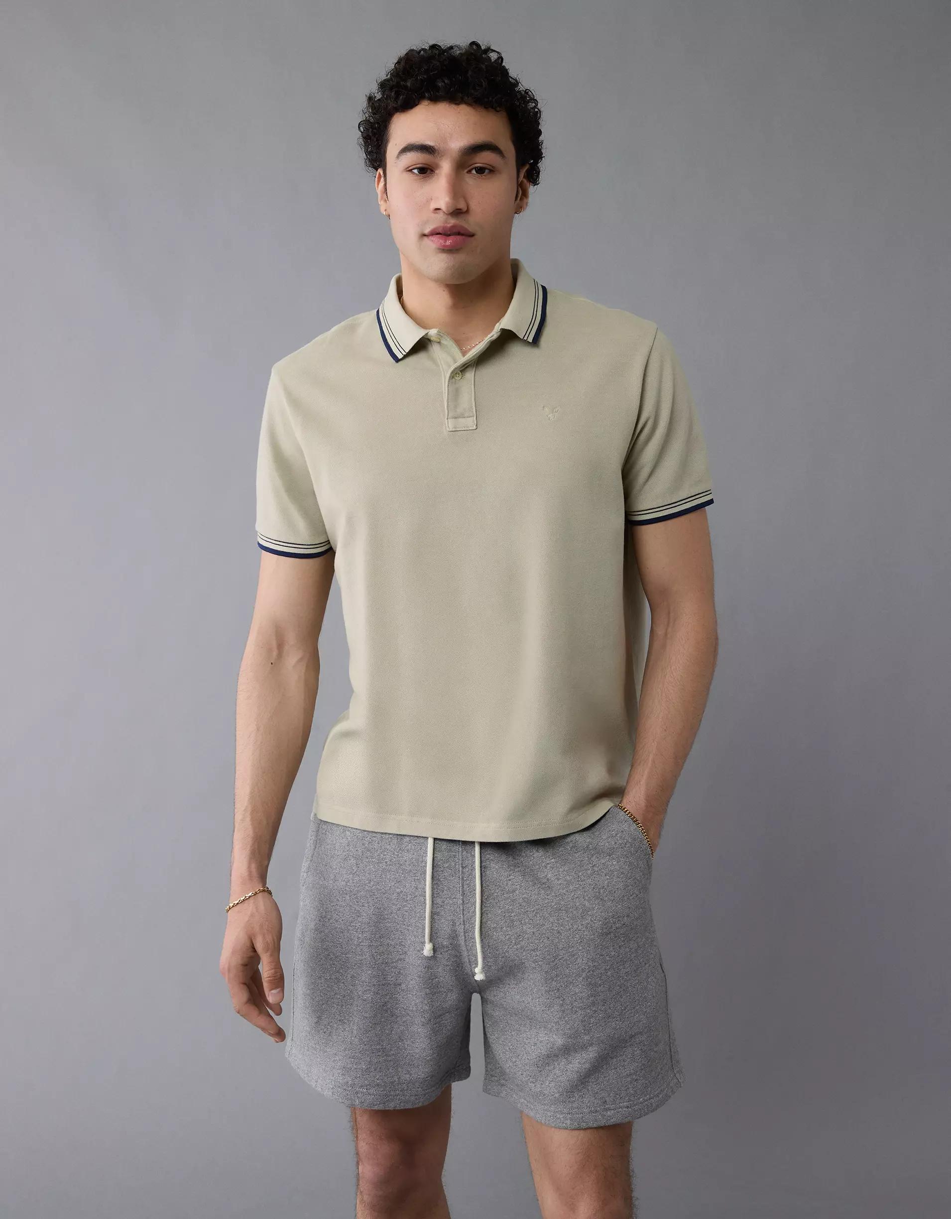 AE Stretch Pique Tipped Polo Shirt Product Image