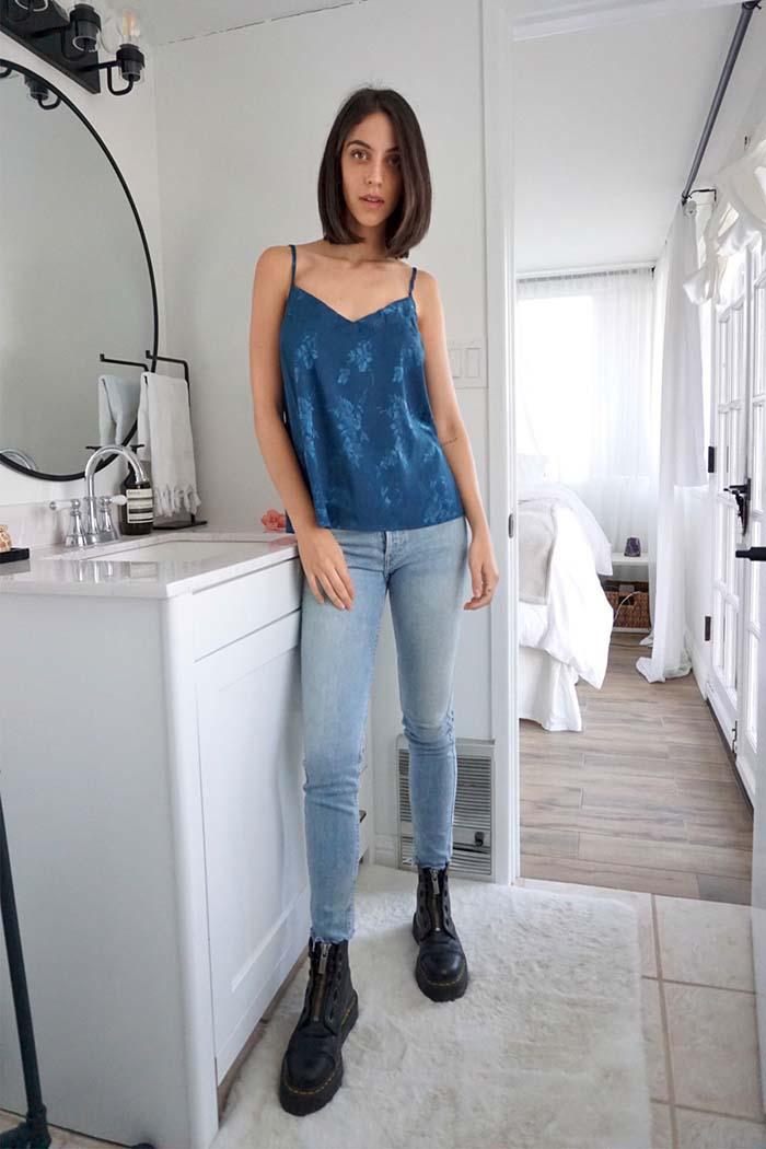 Jacquard Satin Spaghetti Strap Top Product Image