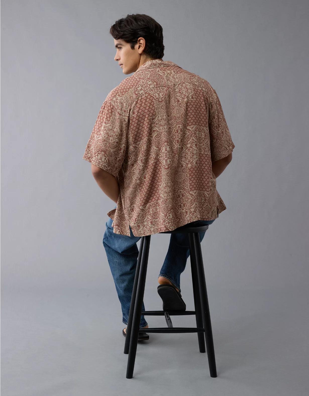 AE Poolside Printed Button-Up Shirt Product Image