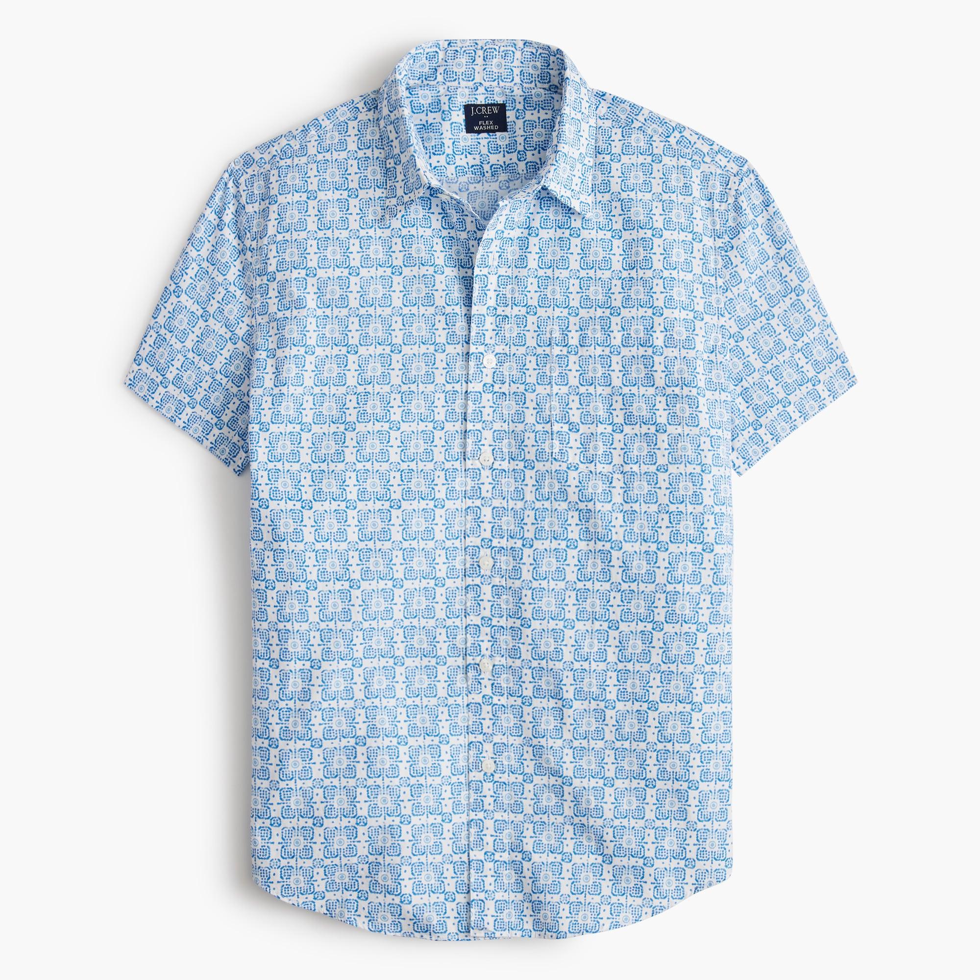 Short-sleeve printed flex casual shirt Product Image
