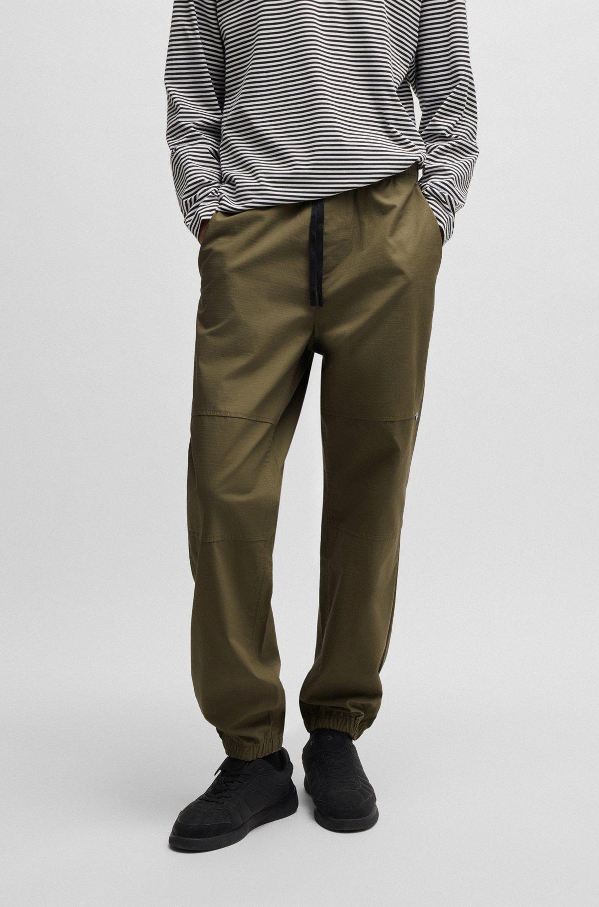 Tapered-fit trousers in structured cotton Product Image