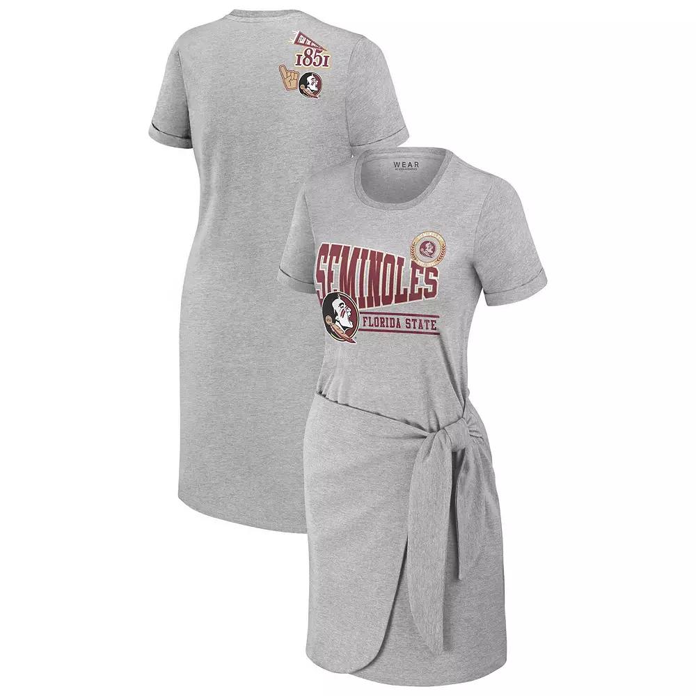 Women's WEAR by Erin Andrews Heather Gray Florida State Seminoles Knotted T-Shirt Dress,  Product Image