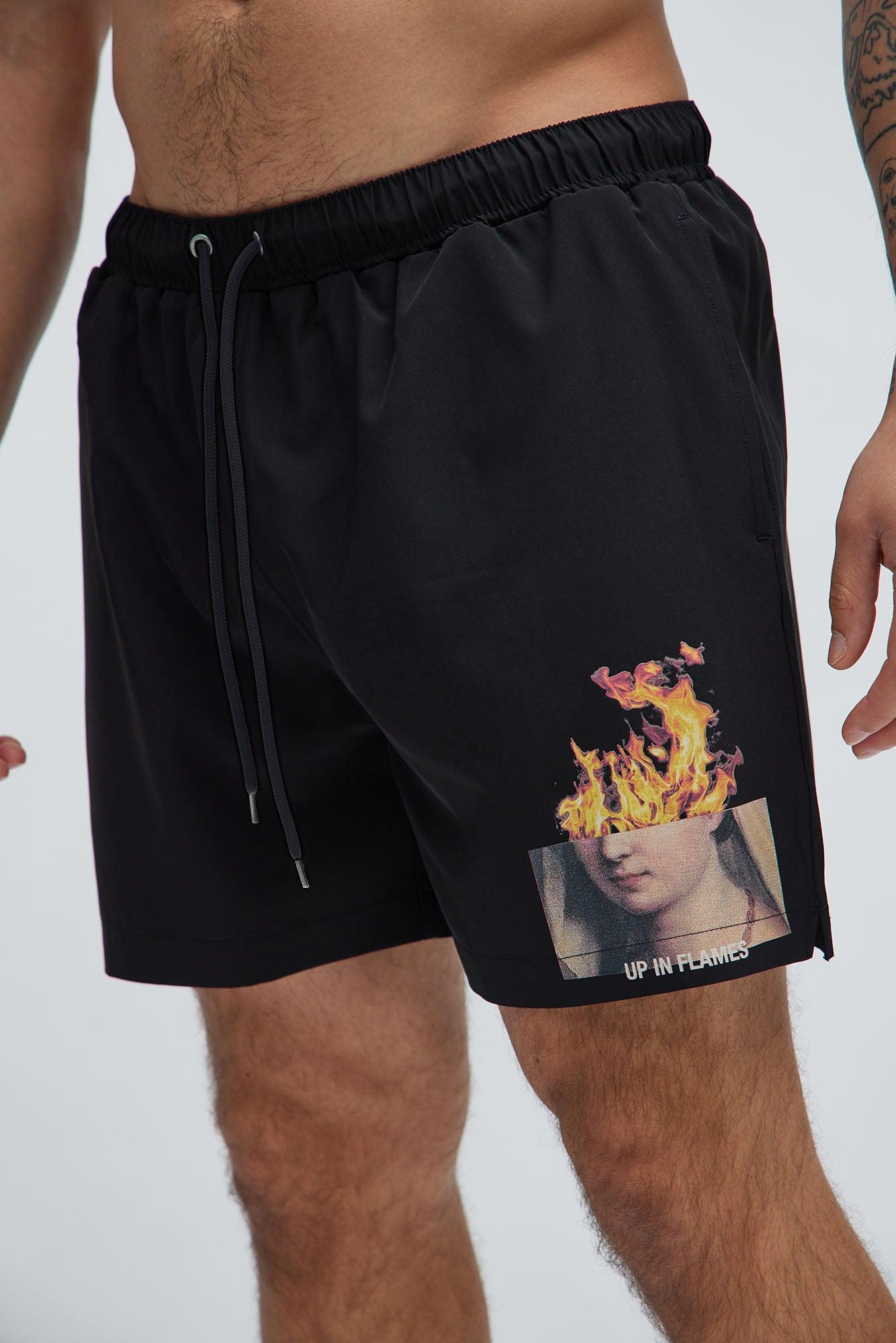 Up In Flames Swim Mid Trunk - Black Product Image