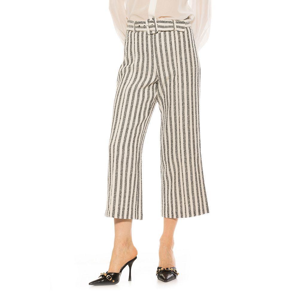 Women's ALEXIA ADMOR Caden Belted Wide Leg Pants, Size: 4, Blue Stripe Product Image