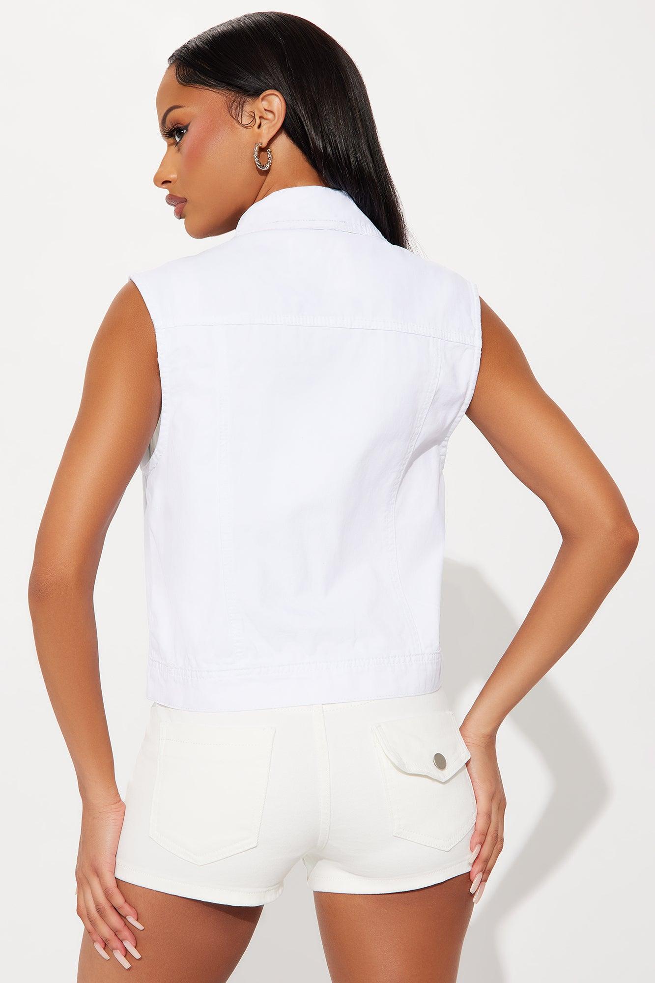 Time To Shine Denim Vest - White Female Product Image