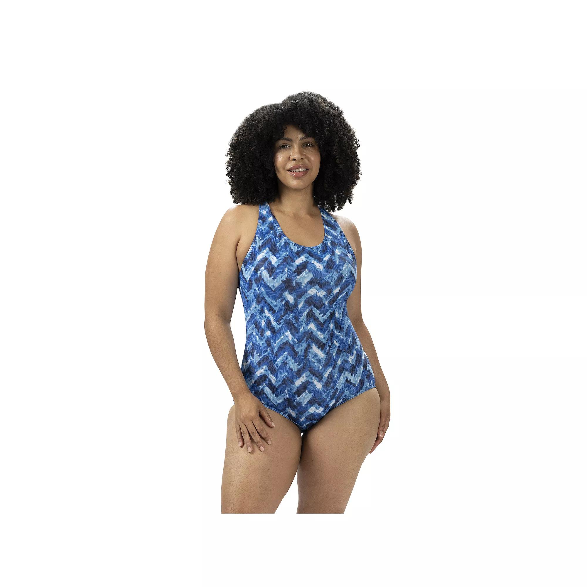 Women's Dolfin Aquashape Printed Lap Retreat One-Piece Swimsuit, Size: 14, Blue Product Image