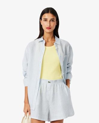 Oversized Striped Linen Shirt Product Image