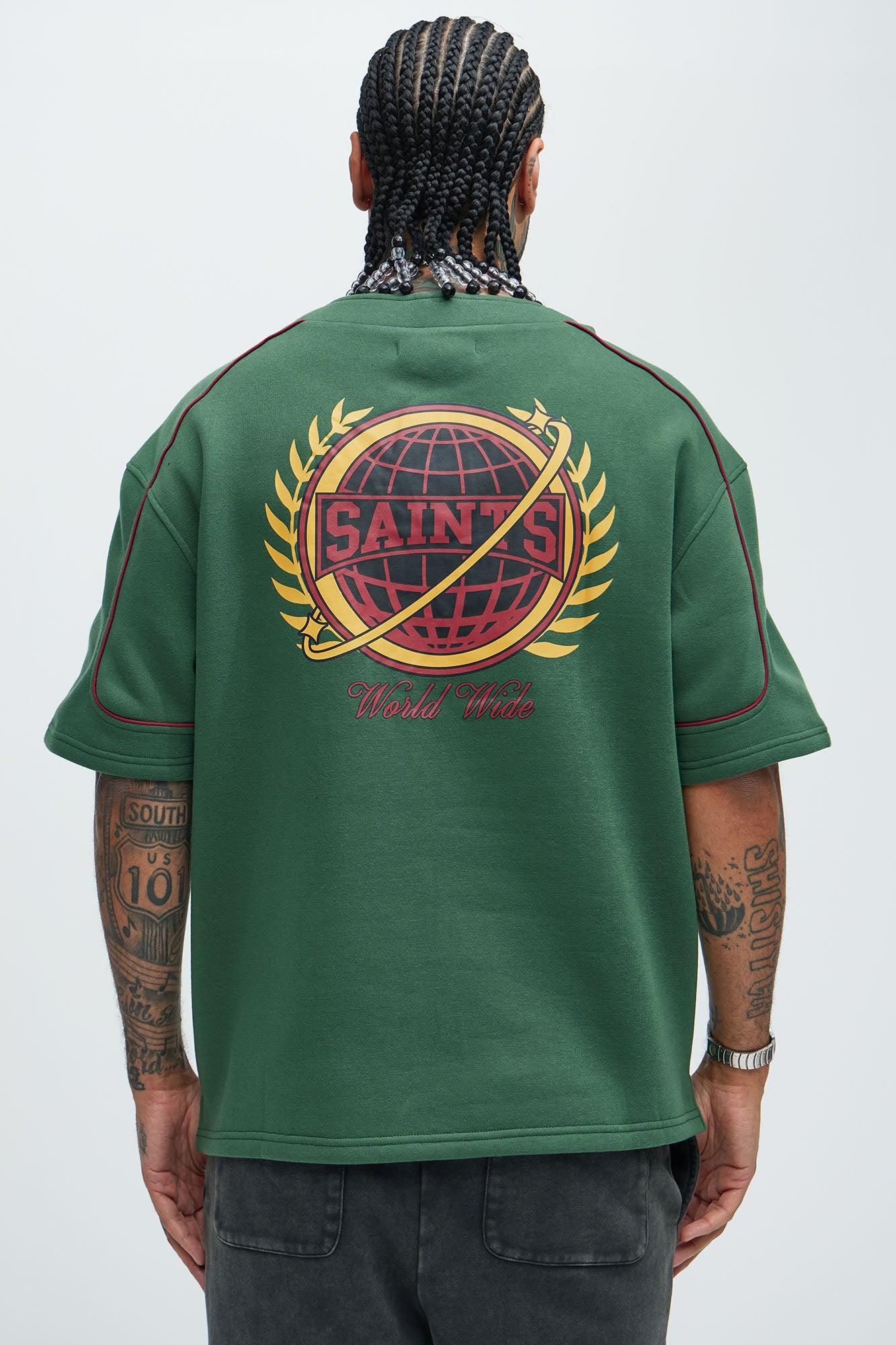 Saint Worldwide Short Sleeve Henley - Green Product Image