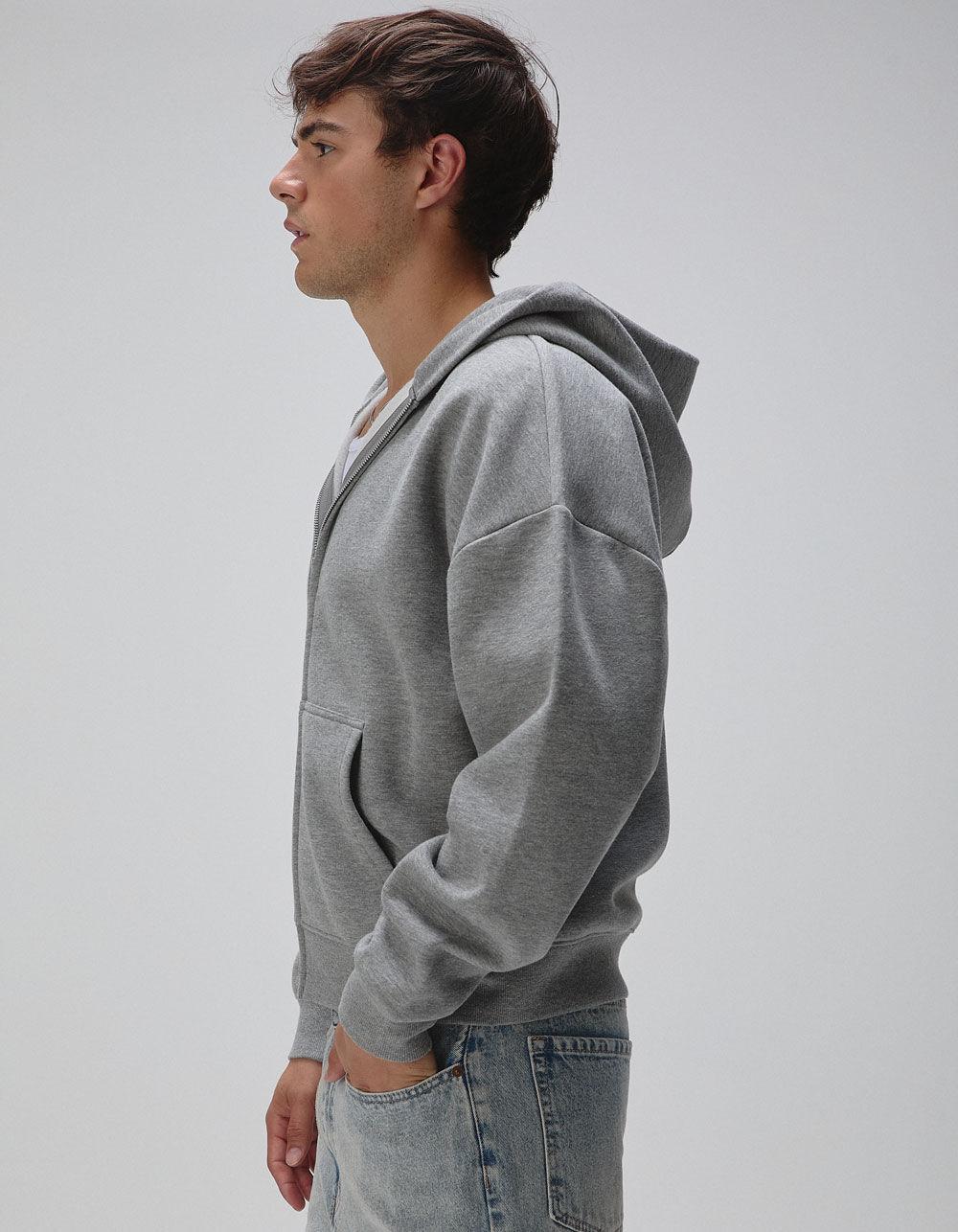 RSQ Mens Oversized Zip-Up Hoodie - HEATHER GRAY Product Image