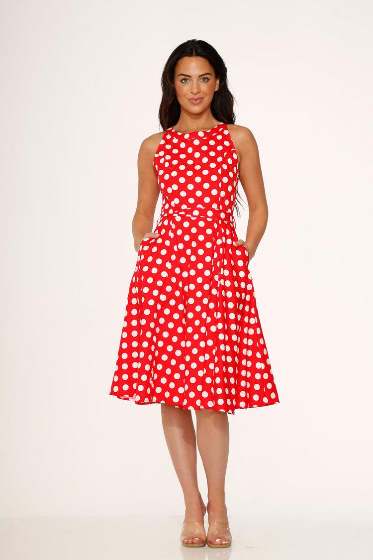 Red Polka Dot Swing Dress Product Image