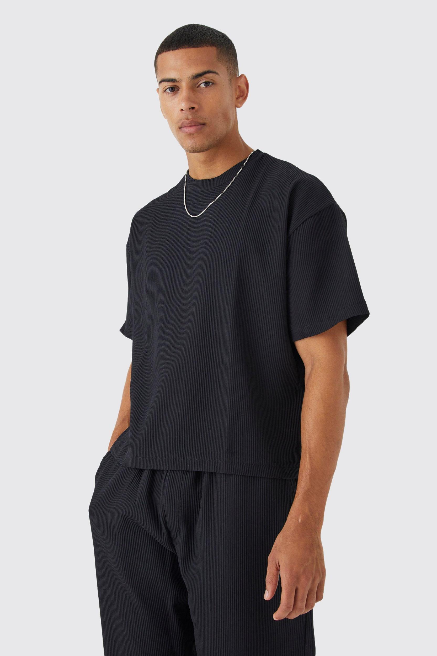 Pleated Oversized Boxy T-shirt & Pants Set | boohooMAN USA Product Image