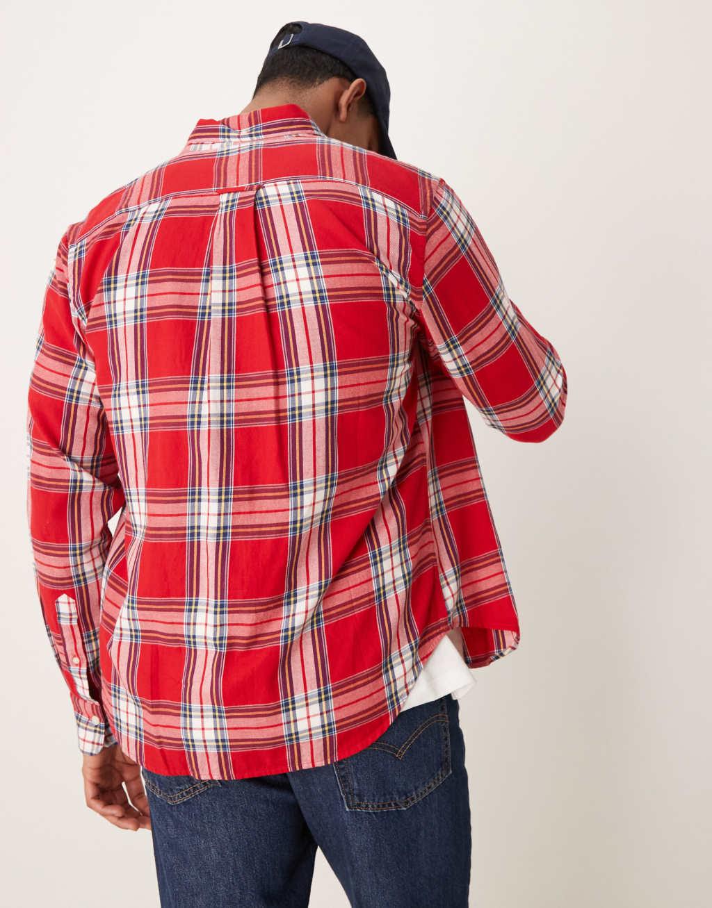 GANT regular fit plaid flannel shirt in red Product Image