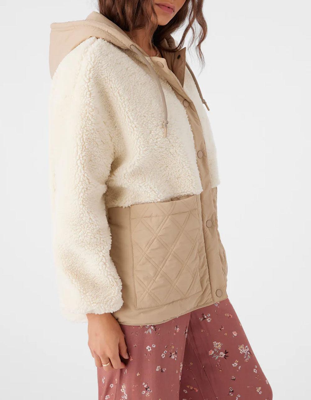 O'NEILL Meena High Pile Womens Quilted Jacket - Cream Combo Product Image