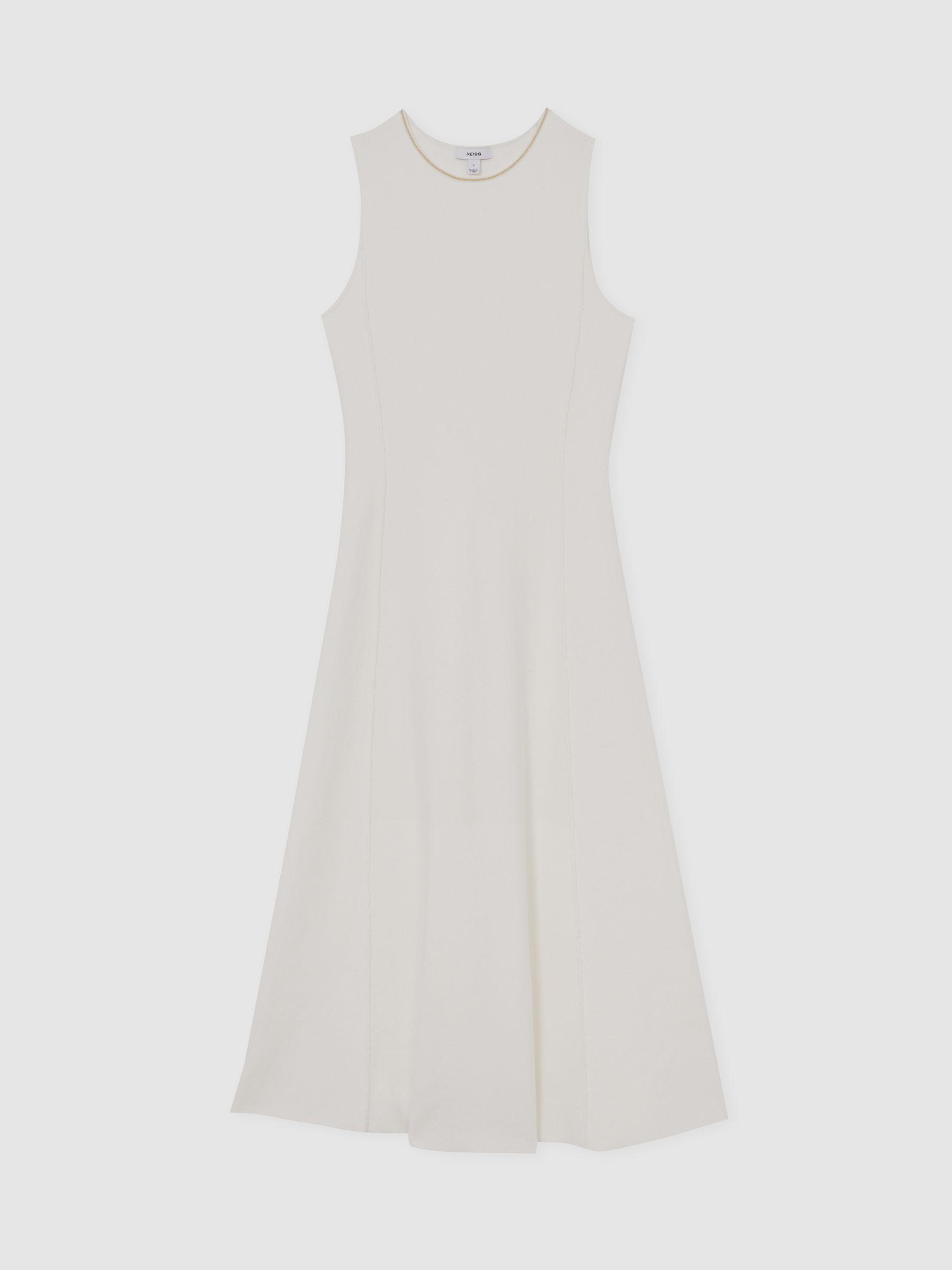 Petite Jersey Twist-Detail Midi Dress in Grey Product Image