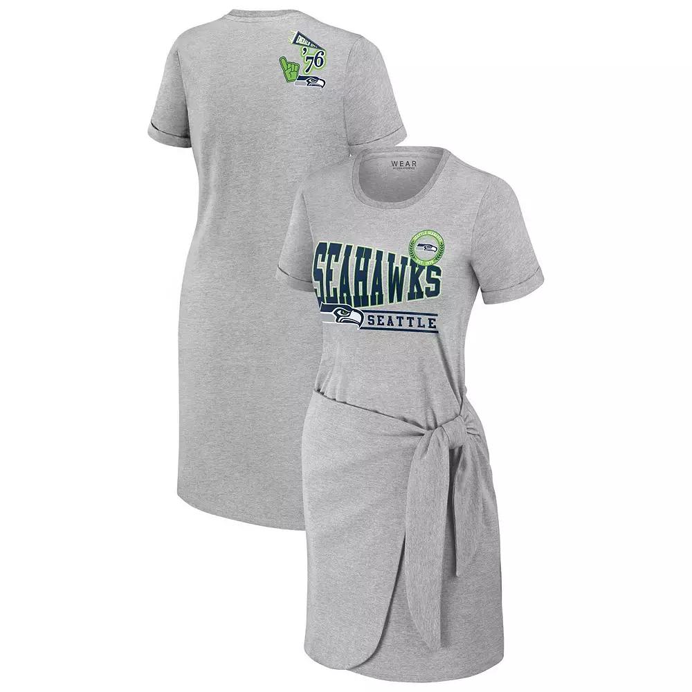Women's WEAR by Erin Andrews Heather Gray Seattle Seahawks Knotted T-Shirt Dress,  Product Image