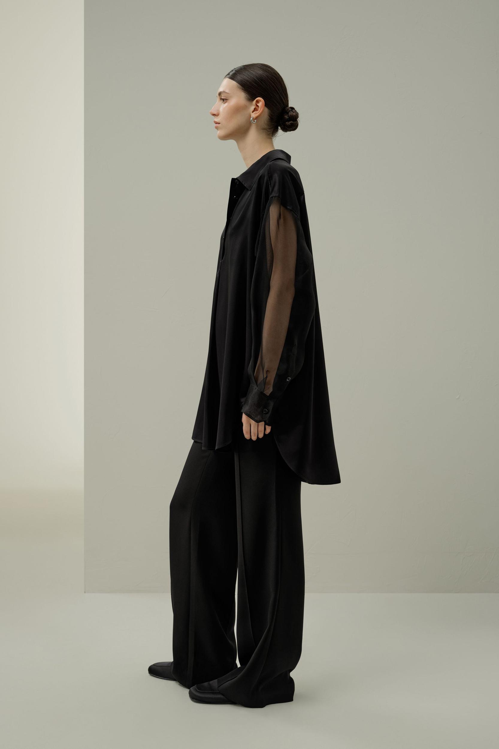 Silk Blouse with Organza Sleeves Product Image