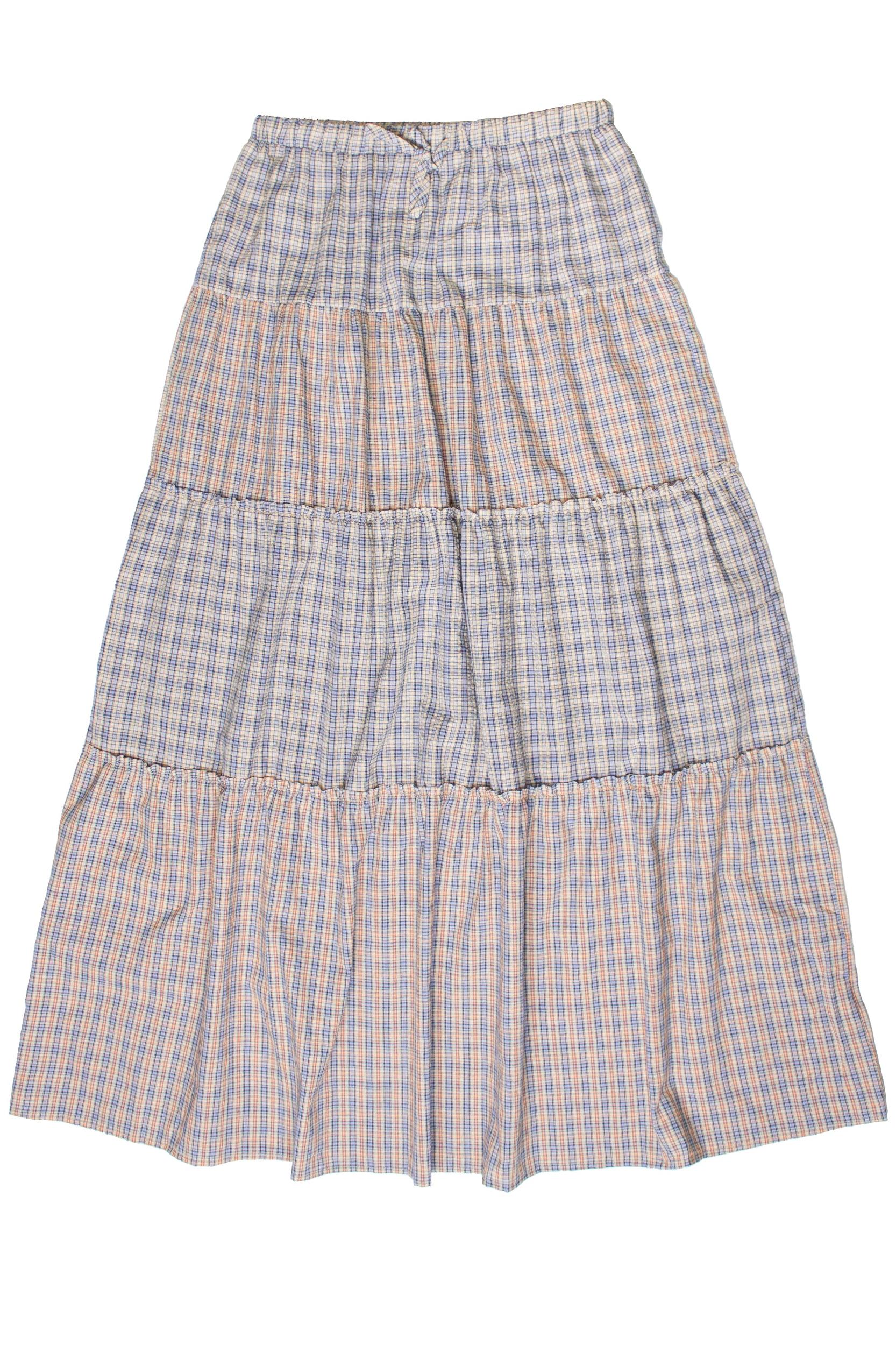 Mixed Plaid Tiered Maxi Skirt Product Image
