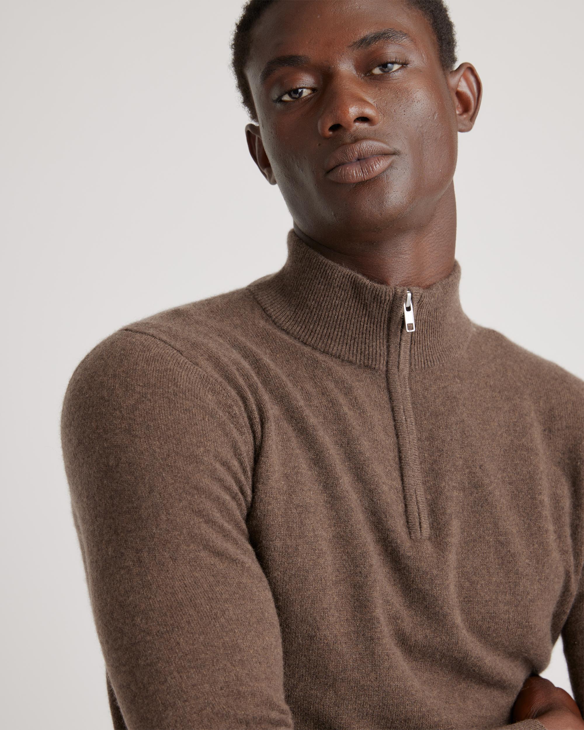 Quince | Men's Mongolian Cashmere Quarter Zip Sweater Product Image