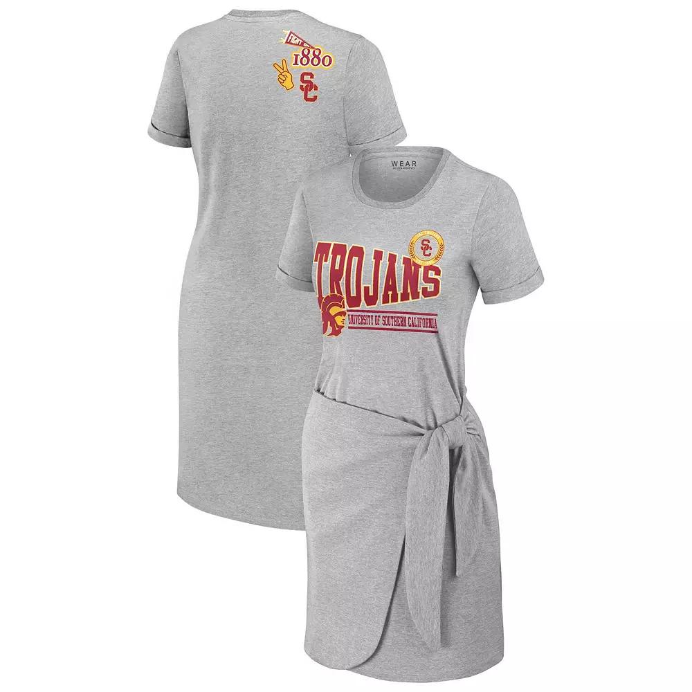 Women's WEAR by Erin Andrews Heather Gray USC Trojans Knotted T-Shirt Dress,  Product Image