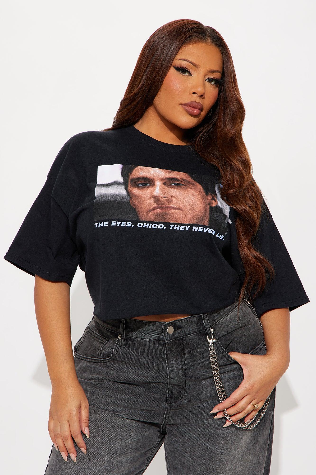 Scarface Eyes Never Lie Cropped Tee - Black Female Product Image