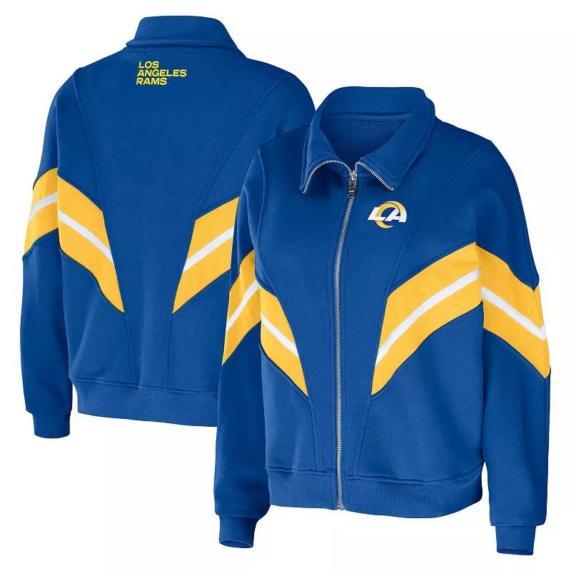 Womens WEAR by Erin Andrews Powder Blue Los Angeles Chargers Yarn Dye Stripe Full-Zip Jacket Product Image