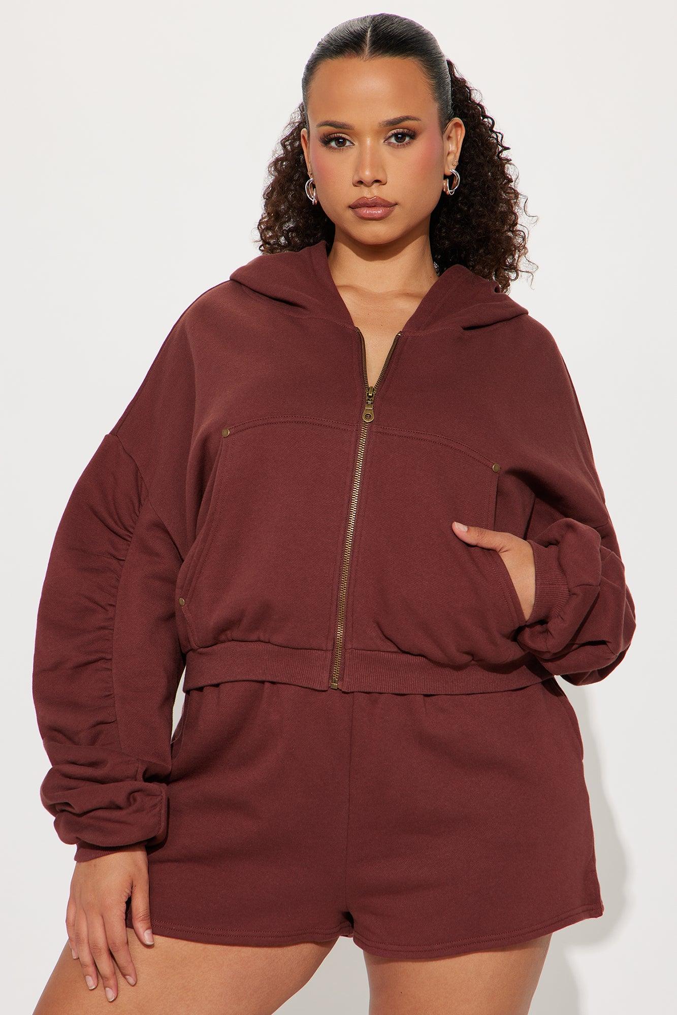 Cozy Fleece Boxer Short Set - Brown Product Image