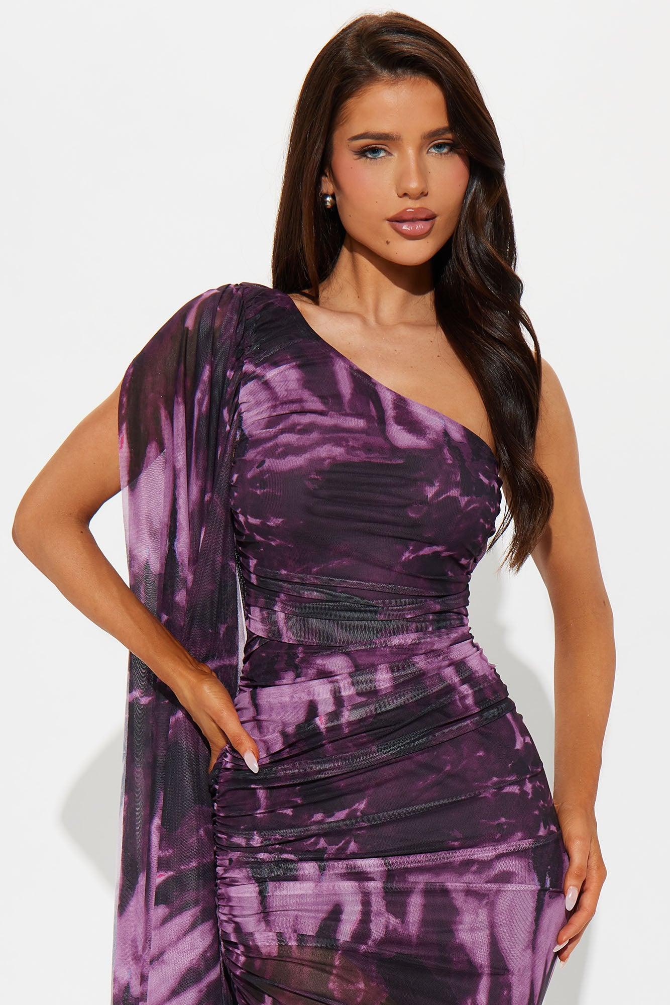 Gemma Mesh Maxi Dress - Plum Product Image