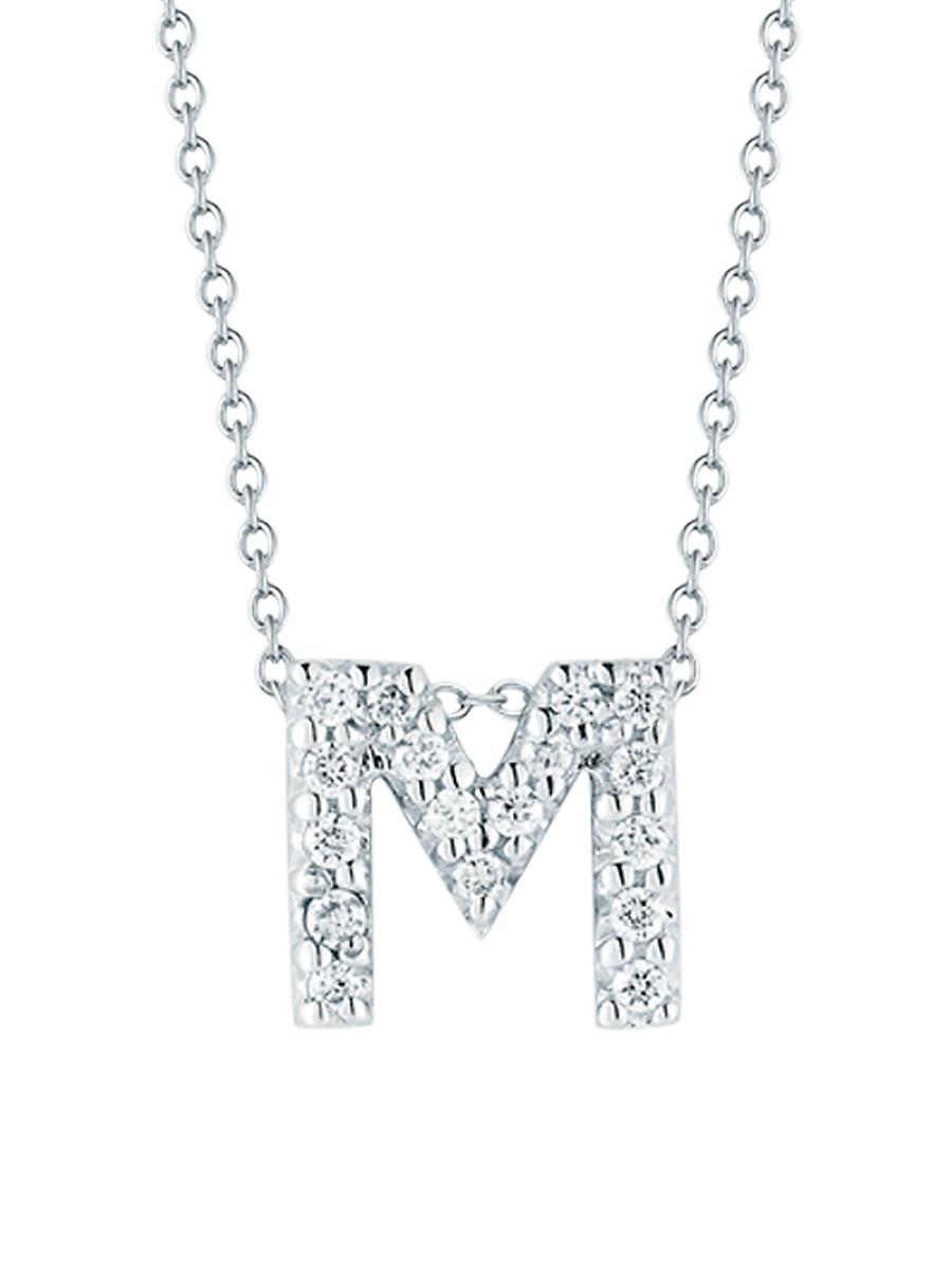 Womens Tiny Treasures 0.08 TCW Diamond & 18K White Gold Initial Necklace Product Image