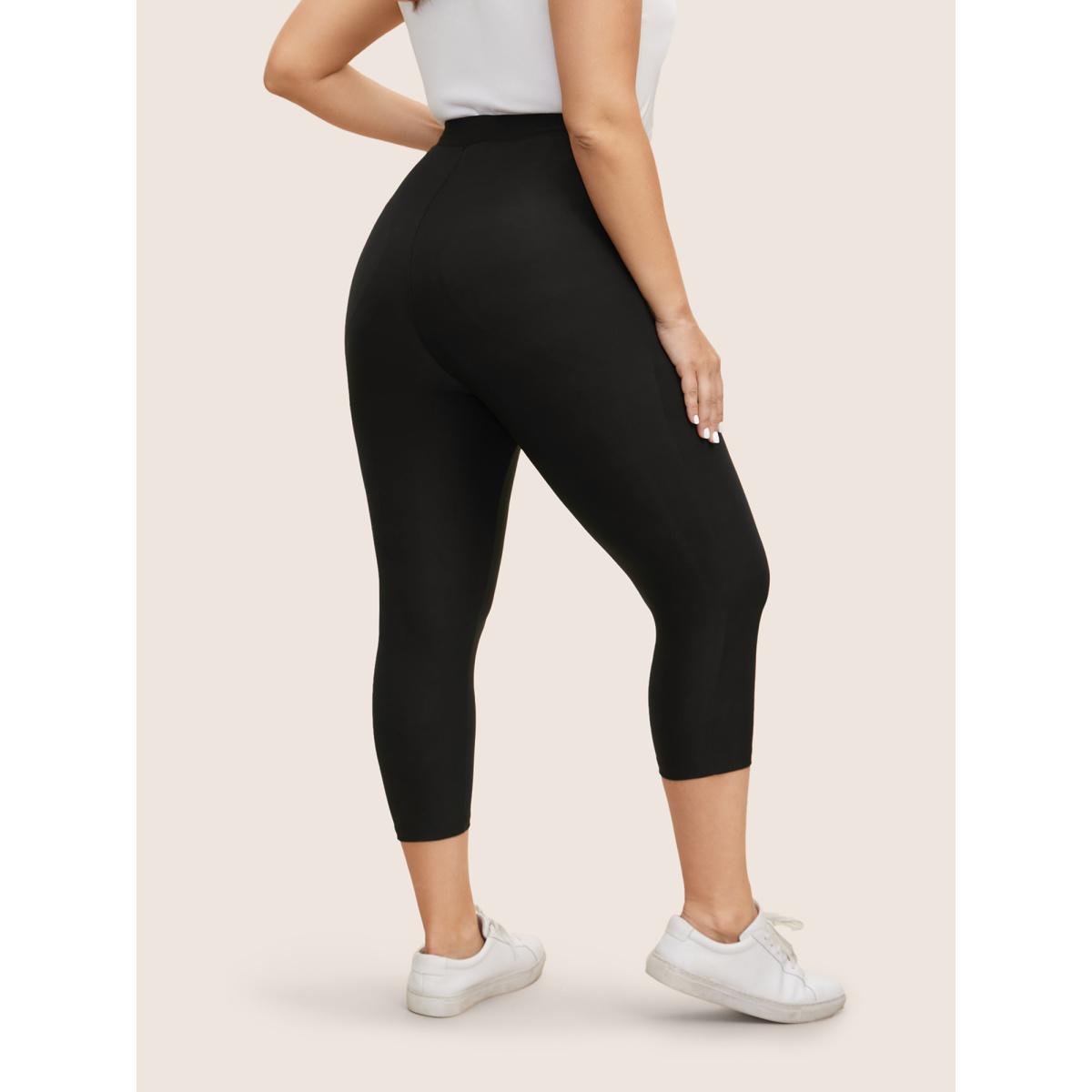 Plus Size Basic High Stretch Slim Cropped Leggings Women Black Casual High stretch Skinny High Rise Everyday Leggings BloomChic 10/M Product Image