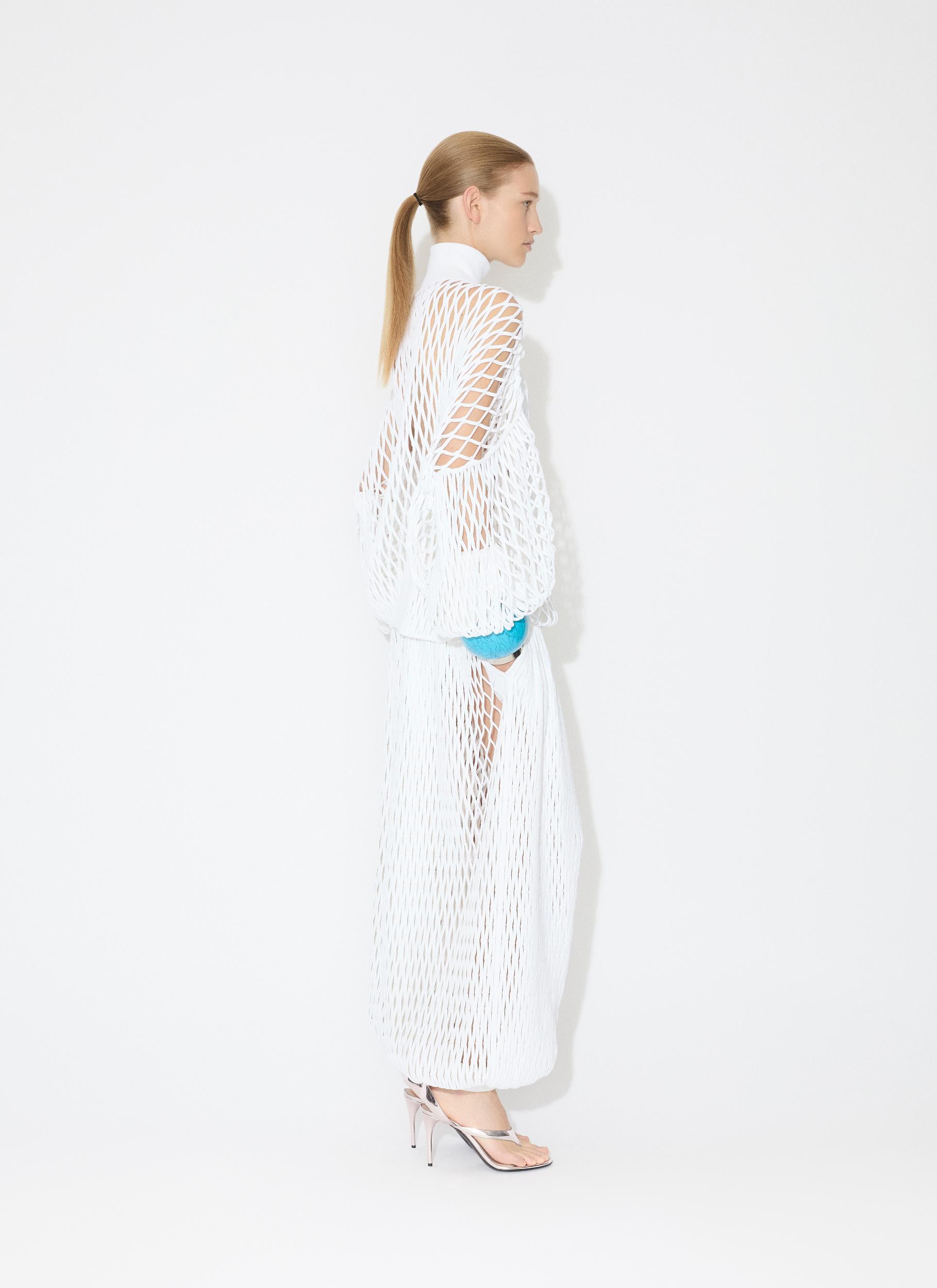 WHITE  MACRAMÉ KNIT LOOSE JUMPER Product Image