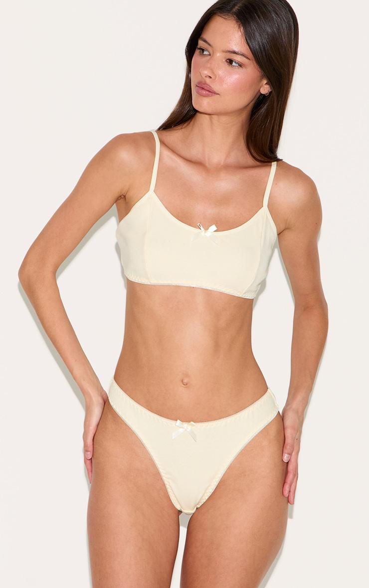 Lemon Jersey Ribbed Bralette And Thong Lingerie Set Product Image