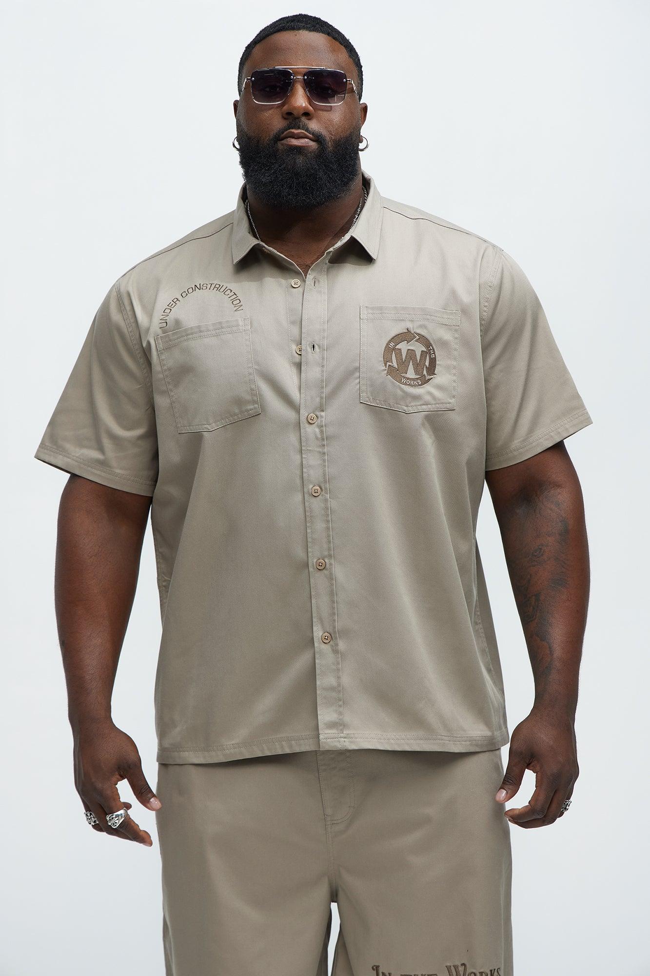 In The Works Short Sleeve Button Up Shirt - Stone Product Image
