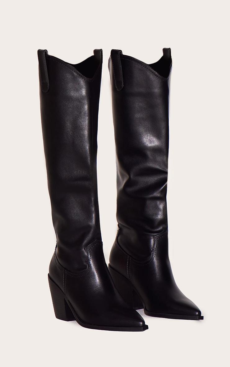 Black Mid Calf Cowboy Boots Product Image