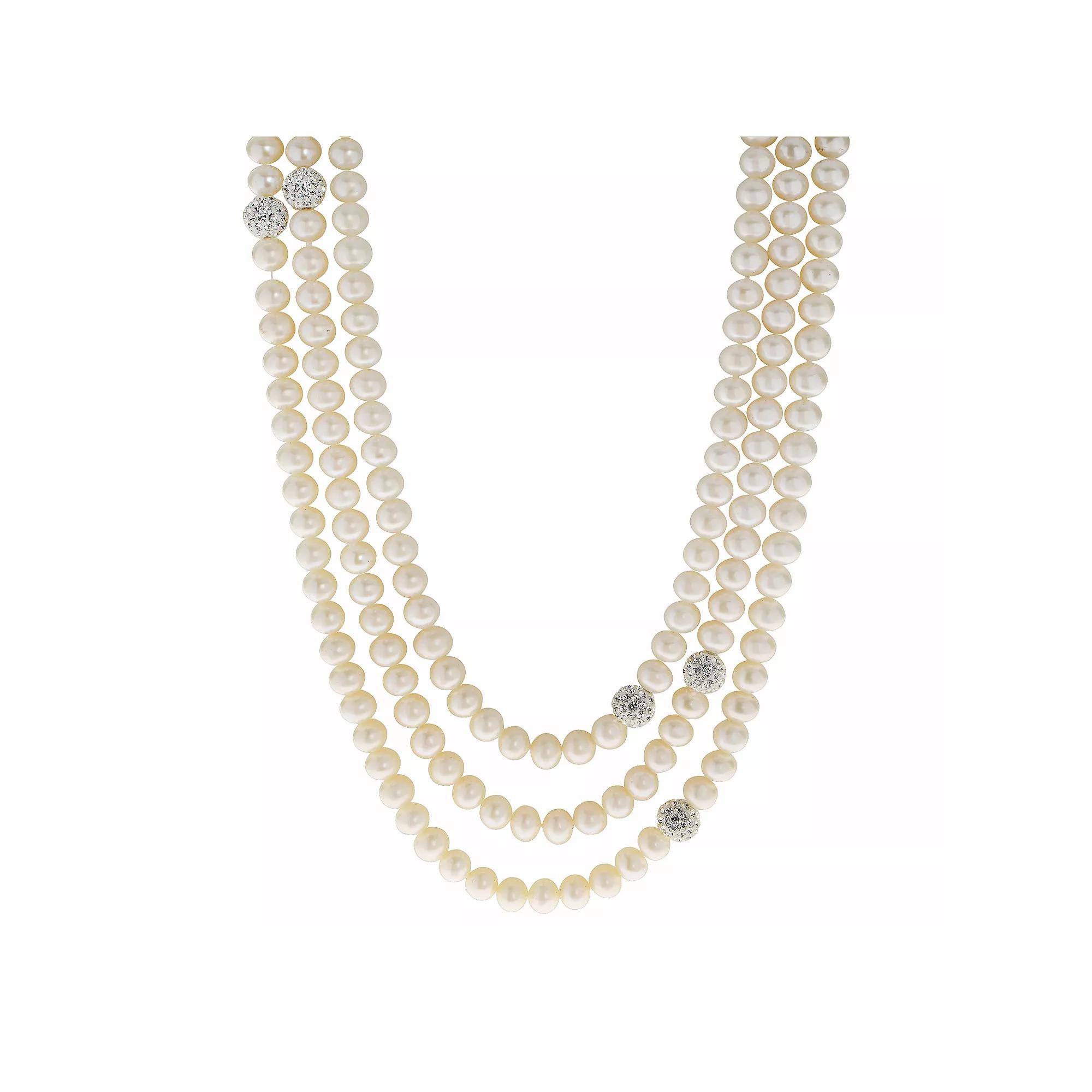 PearLustre by Imperial Freshwater Cultured Pearl & Crystal Endless Necklace, Women's, White Product Image