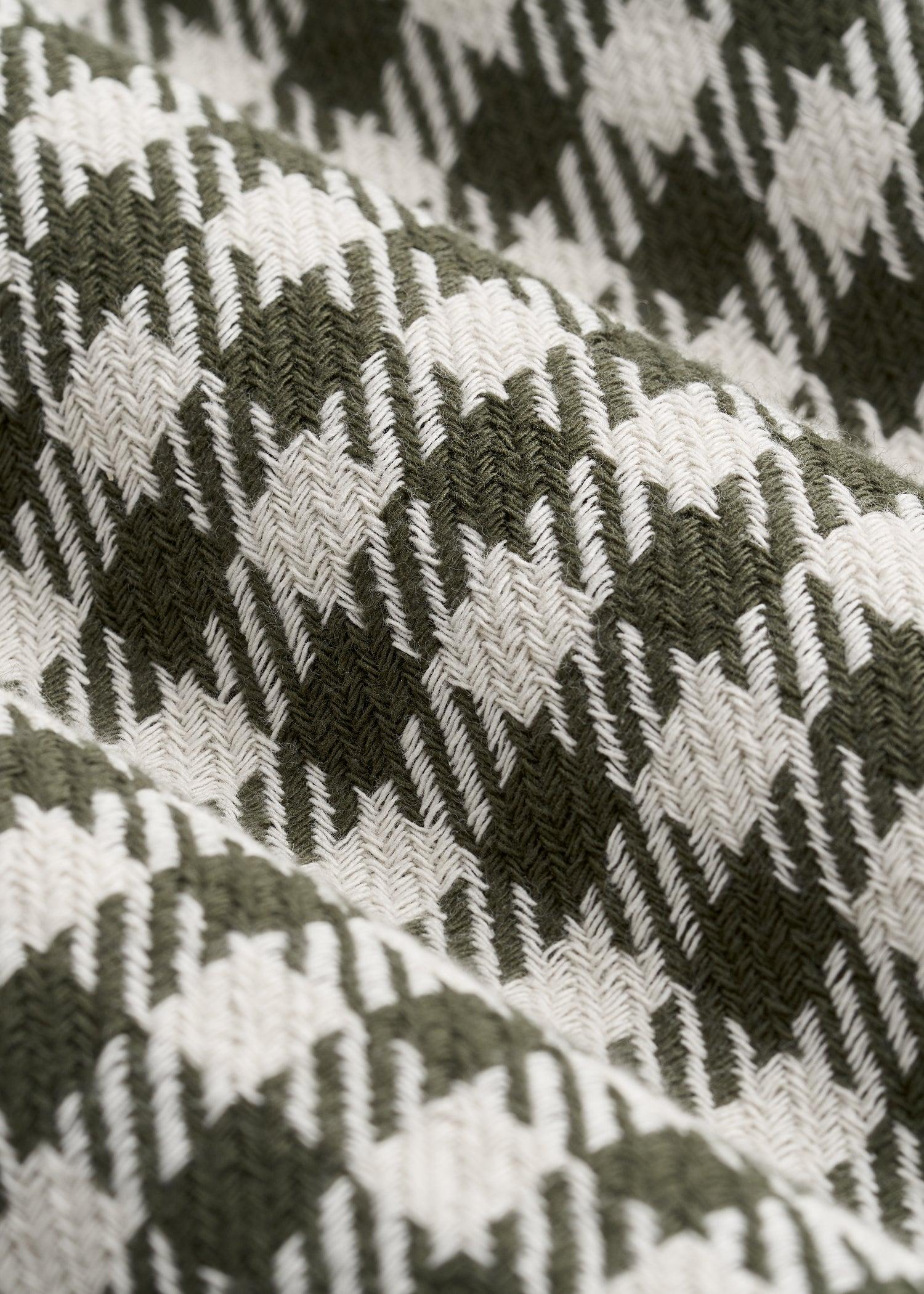 Lightweight Woven Overshirt for Tall Men in Olive and Ecru Check Male Product Image