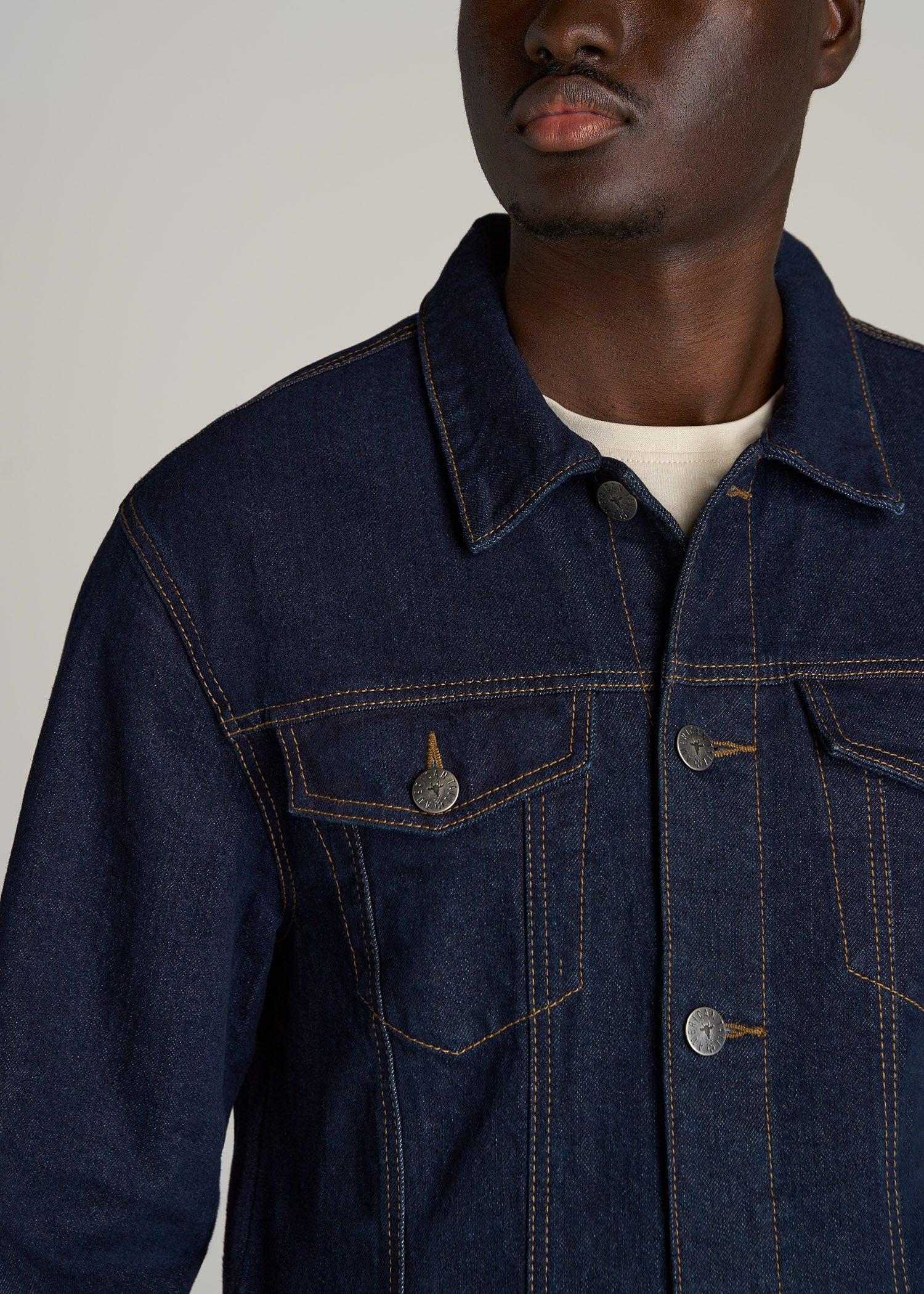 Men's Tall Denim Trucker Jacket in Raw Indigo Product Image