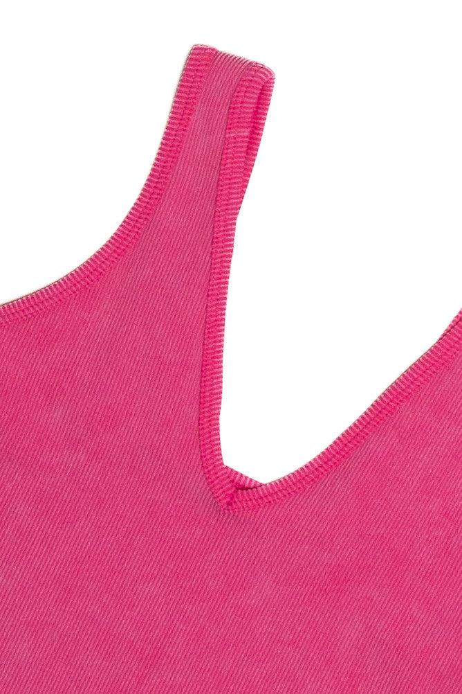 Magenta Mineral Wash Ribbed Tank Product Image