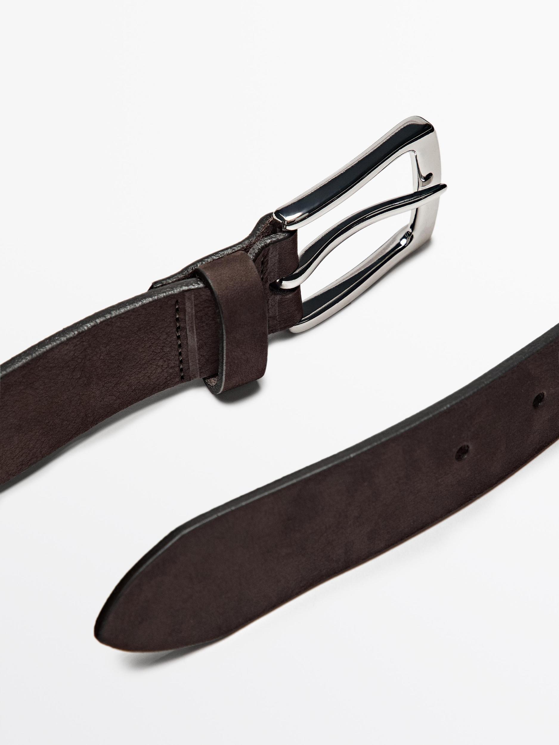 Nubuck belt with rectangular buckle Product Image