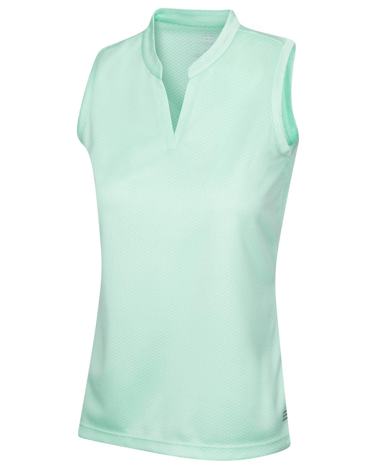 Three Sixty Six Women's Waffle-Textured Collarless Golf Polo Female Product Image