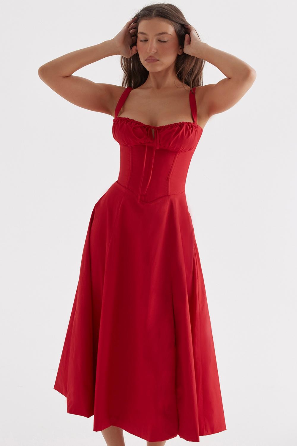 Carmen  red rose bustier sundress Product Image