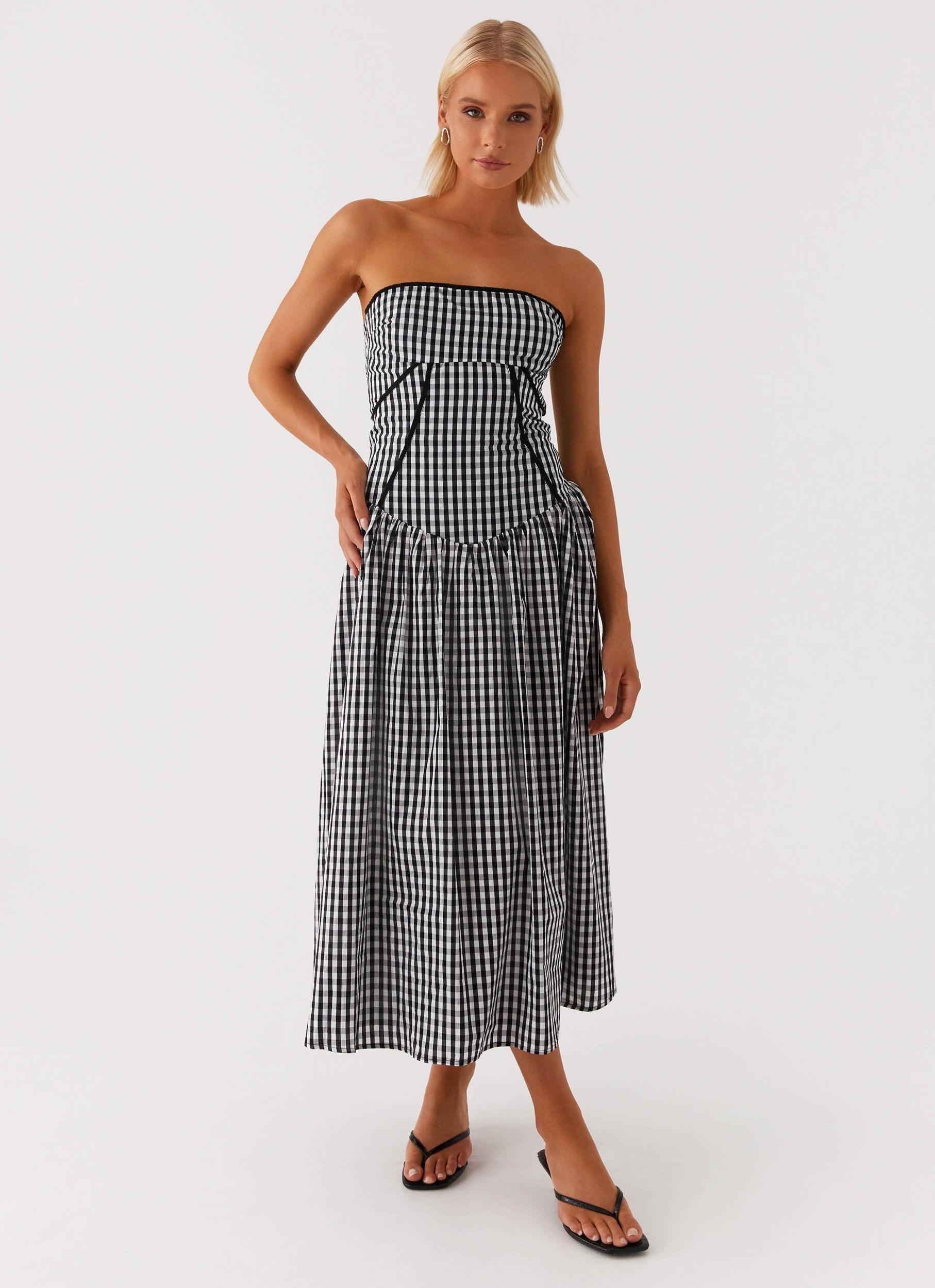 Larnie Midi Dress - Black Gingam Product Image