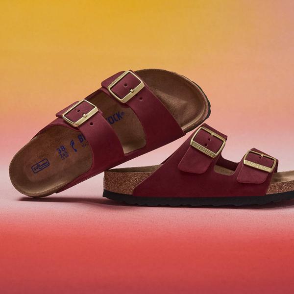 Womens Birkenstock Arizona Soft Footbed Slide Sandal - Zinfandel Product Image