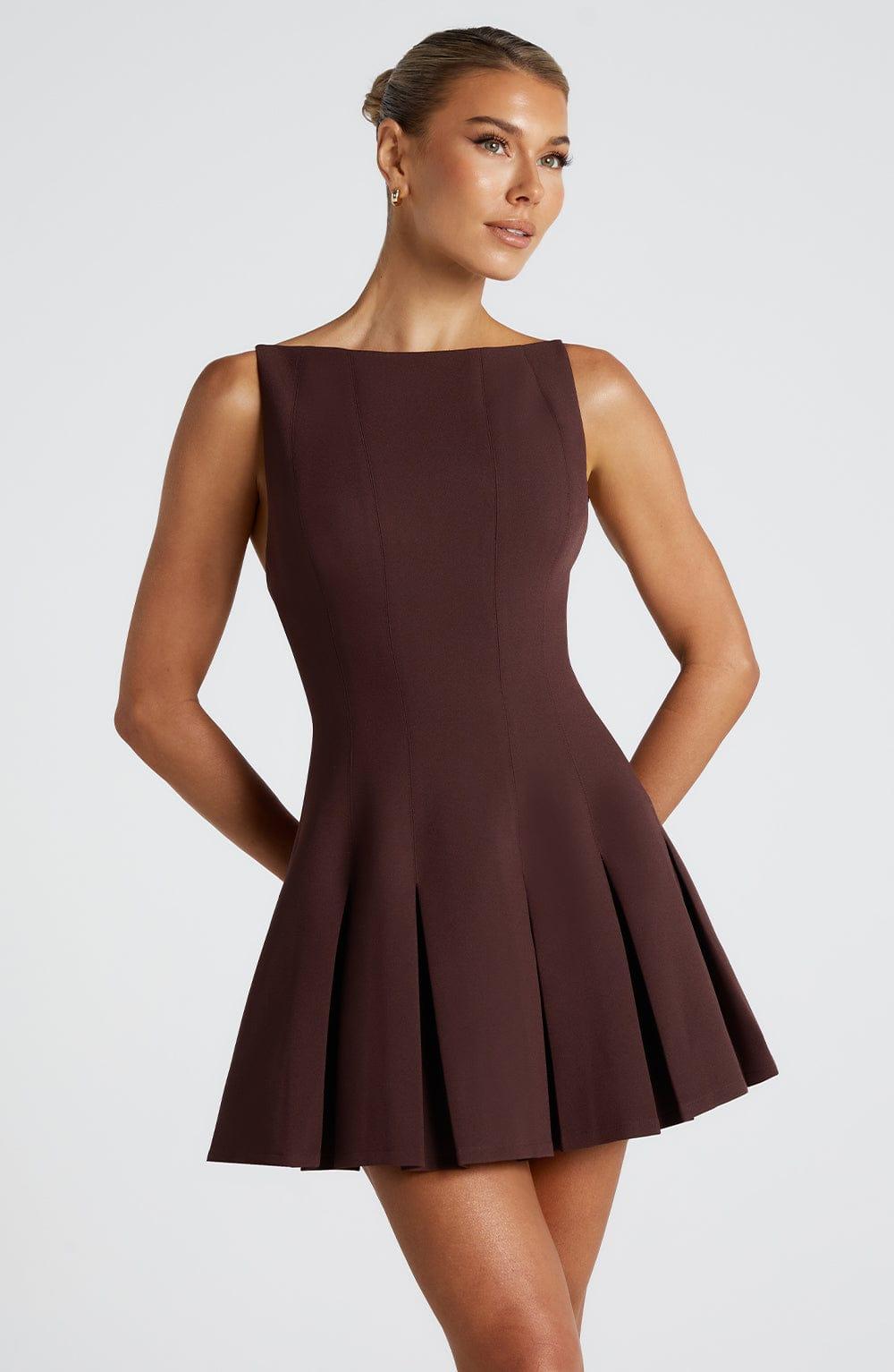 Rory Mini Dress - Plum Brown Product Image
